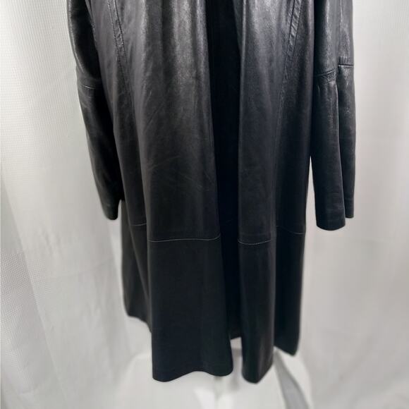 STUNNING SOFT & SUPPLE FINE GENUINE LEATHER BLACK SWING COAT, JACKET! SZ XL - Picture 10 of 13